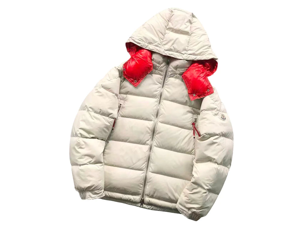 Moncler Poirier Down Jacket in White/Red