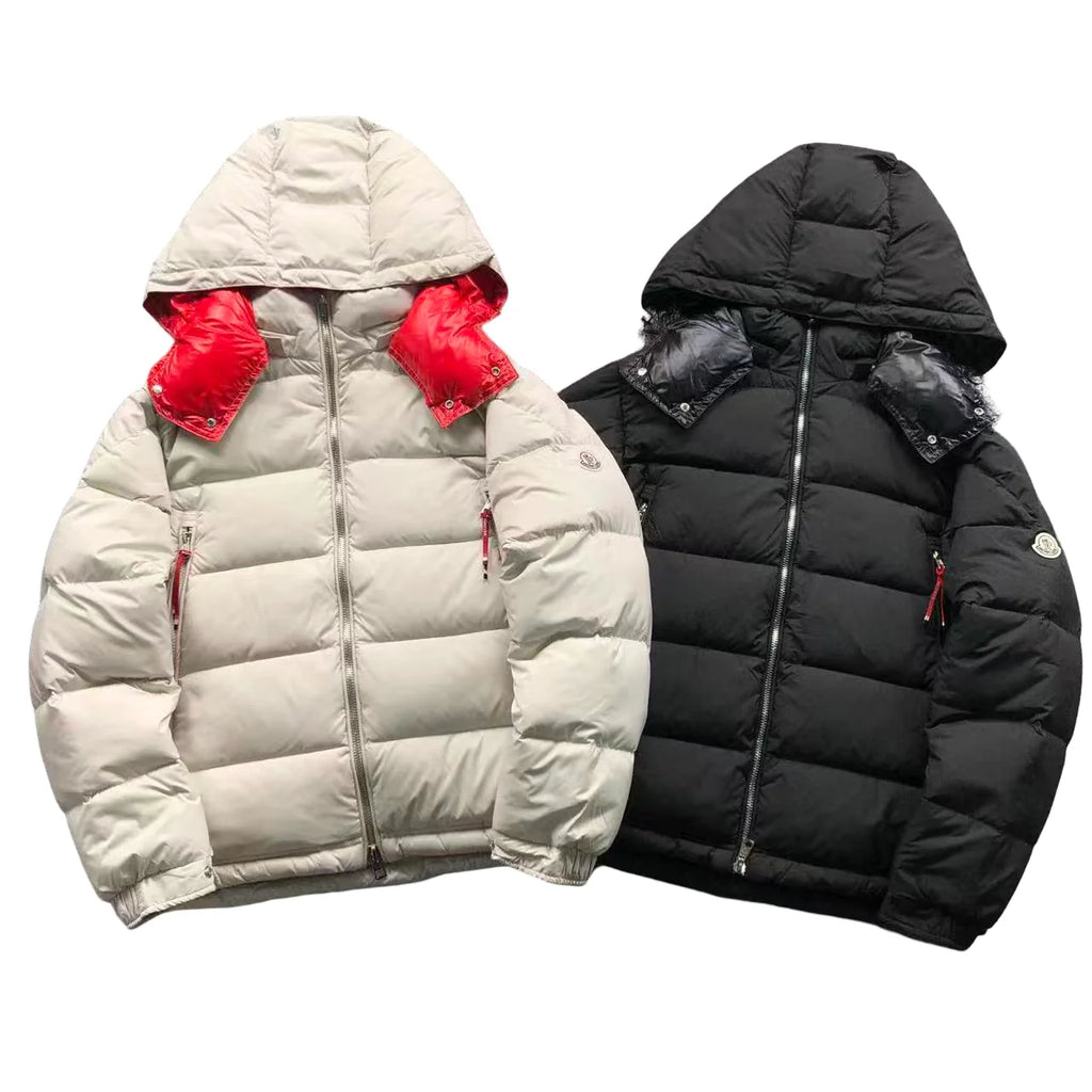 Moncler Poirier Down Jacket in White/Red